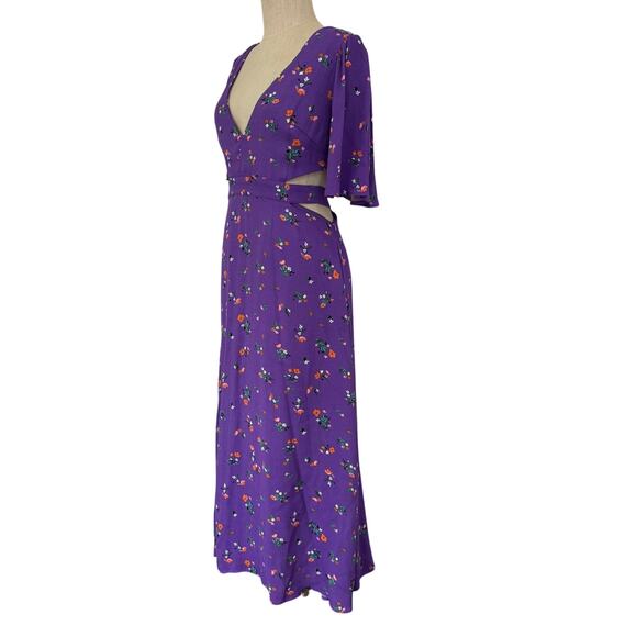 AFRM Revolve Renzo Maxi Dress Cut Out Floral Purple size Small - Picture 4 of 11